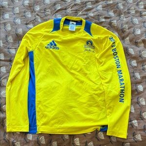 Adidas 2013 Yellow and Blue Boston Marathon Long Sleeve Shirt